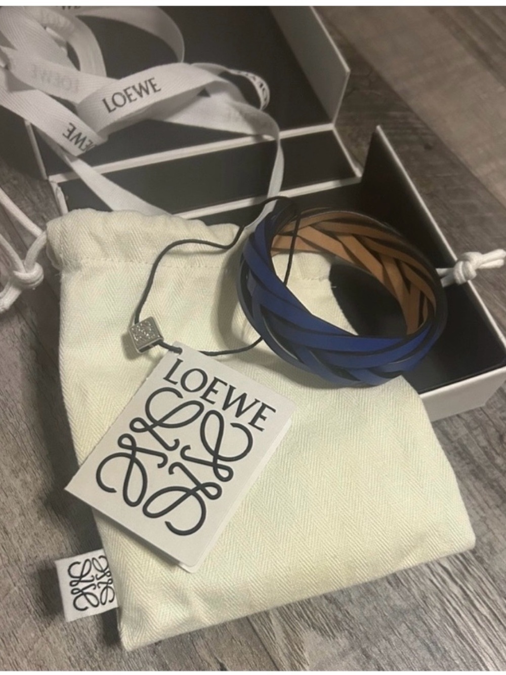 LOEWE Blue Braided Leather Bracelet - Picture 2 of 4